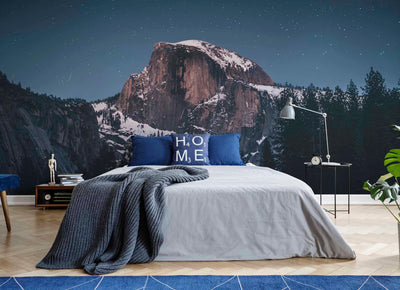 Starry Night Mountains Wallpaper Mural-Wall Mural-Eazywallz