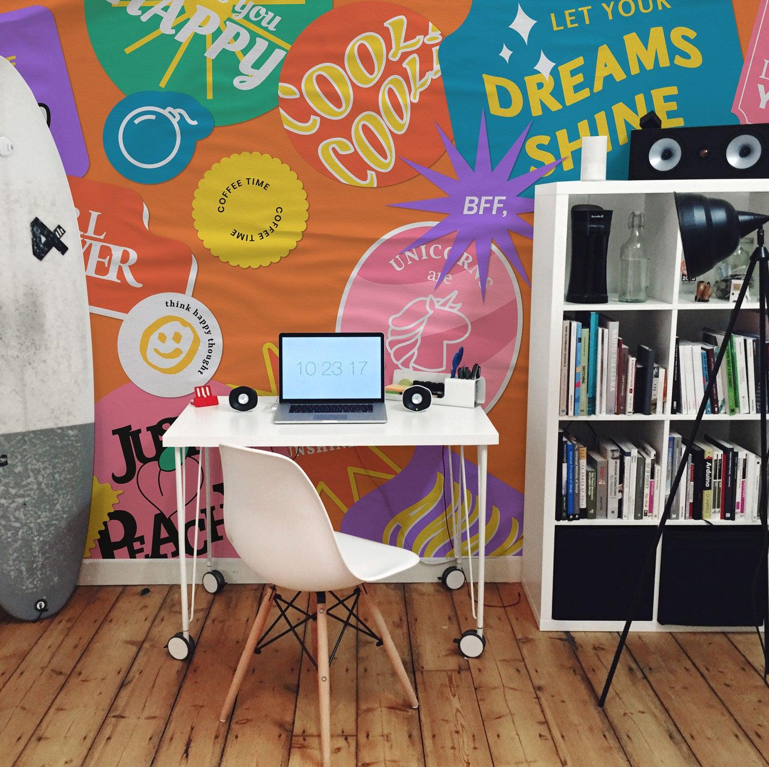 Sticker Collage Wall Mural-Wall Mural-Eazywallz