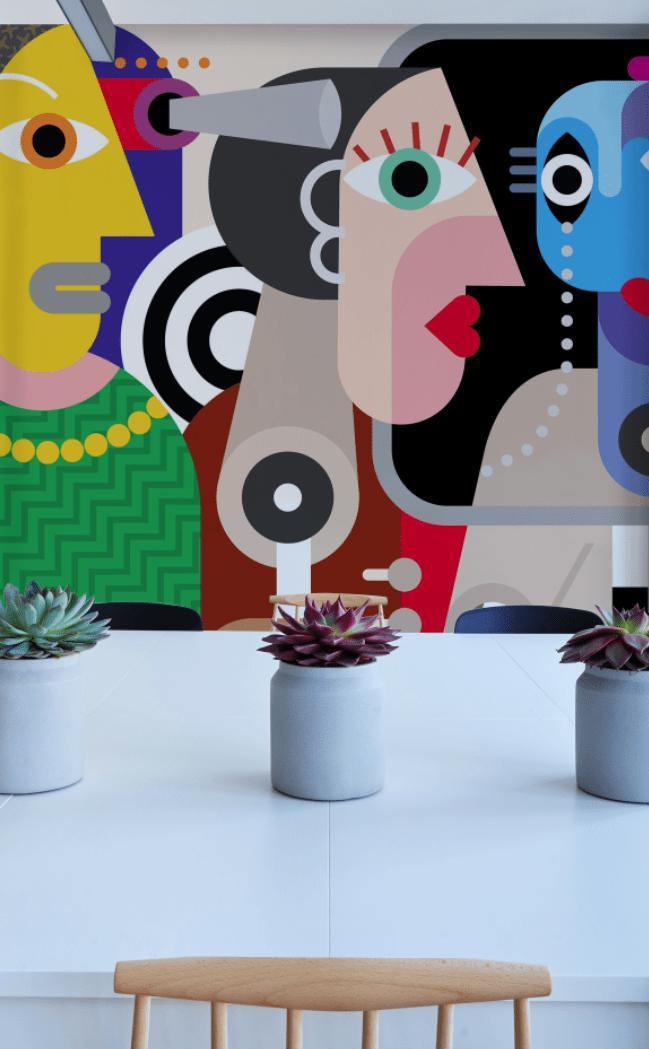 Strangers Abstract Art Mural-Wall Mural-Eazywallz