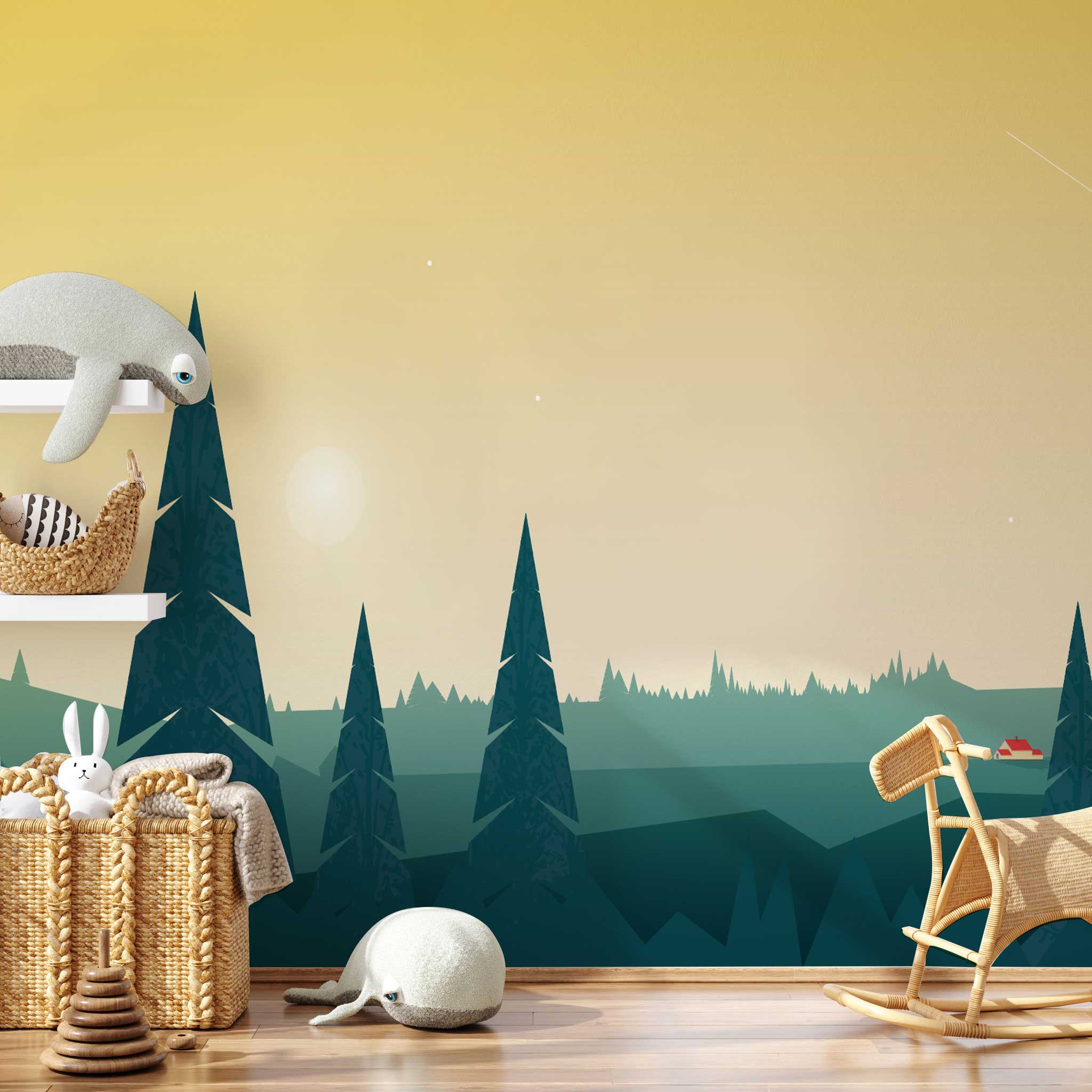 Summer Cartoon Forest Wall Mural-Wall Mural-Eazywallz