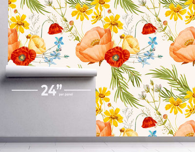 Summer Florals Wallpaper #469-Repeat Pattern Wallpaper-Eazywallz