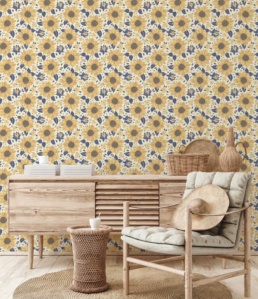 Sunflower Arles Wallpaper #433-Repeat Pattern Wallpaper-Eazywallz