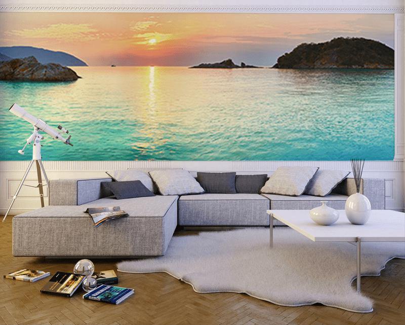 Sunrise Over Sea Panoramic Wall Mural-Wall Mural-Eazywallz
