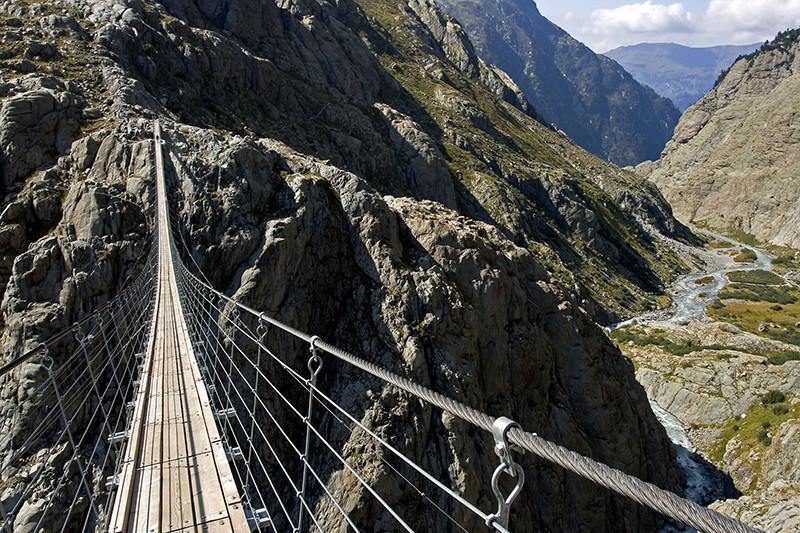 Suspension Bridge in the Alps Wall Mural-Wall Mural-Eazywallz