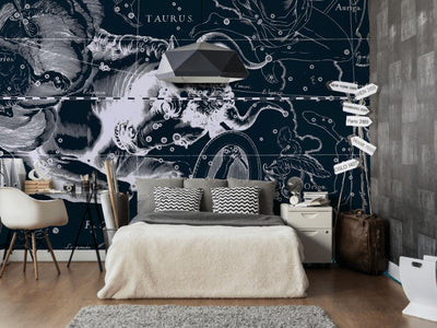 Taurus Constellation Map in Navy Wall Mural-Wall Mural-Eazywallz