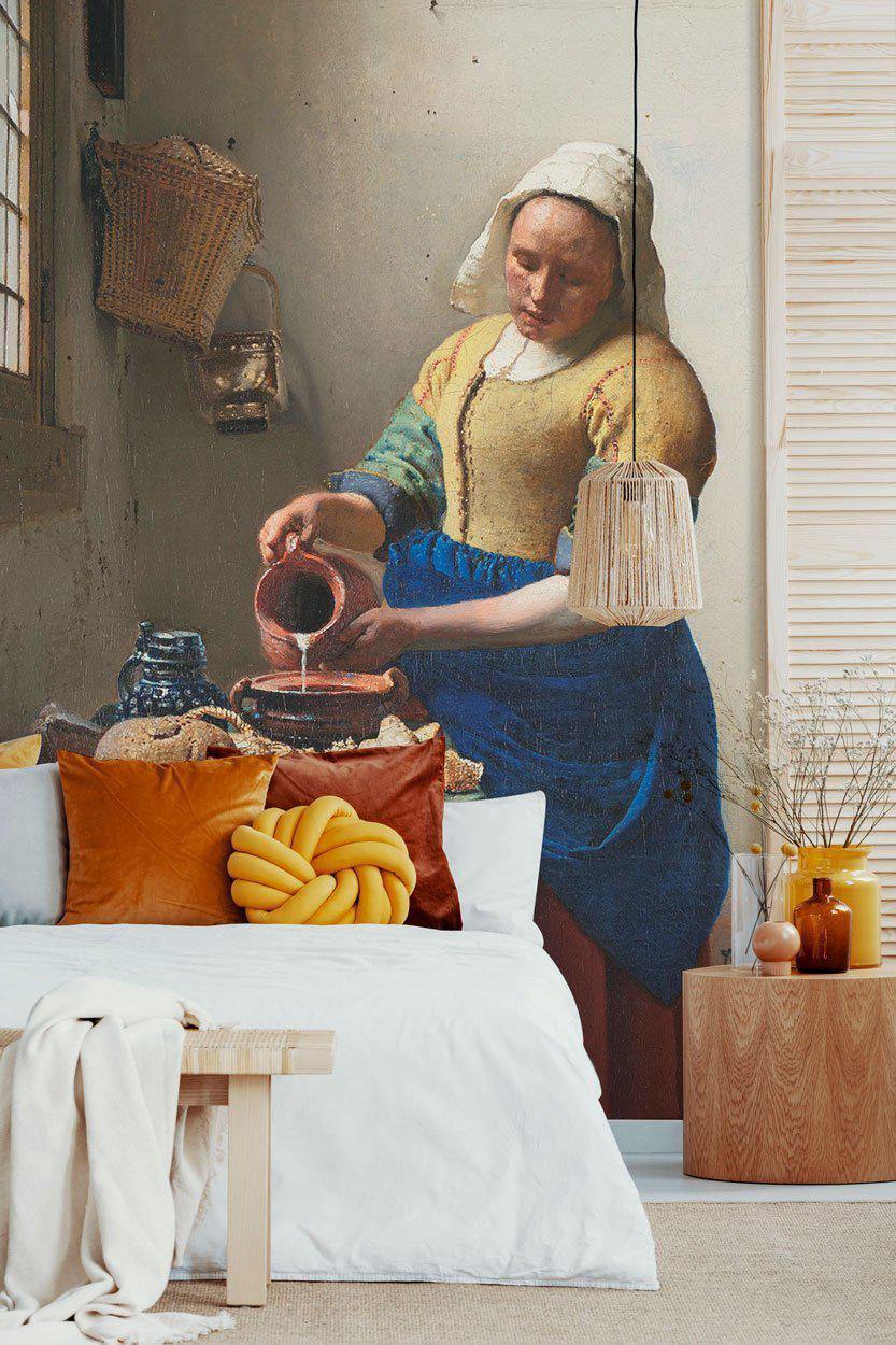 The Milkmaid Oil Painting Mural-Wall Mural-Eazywallz