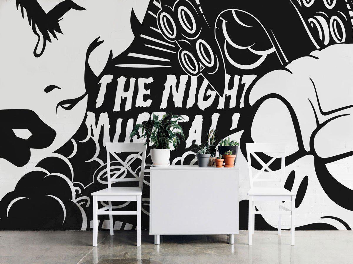 The Night Must Fall Illustration Wallpaper Mural-Wall Mural-Eazywallz