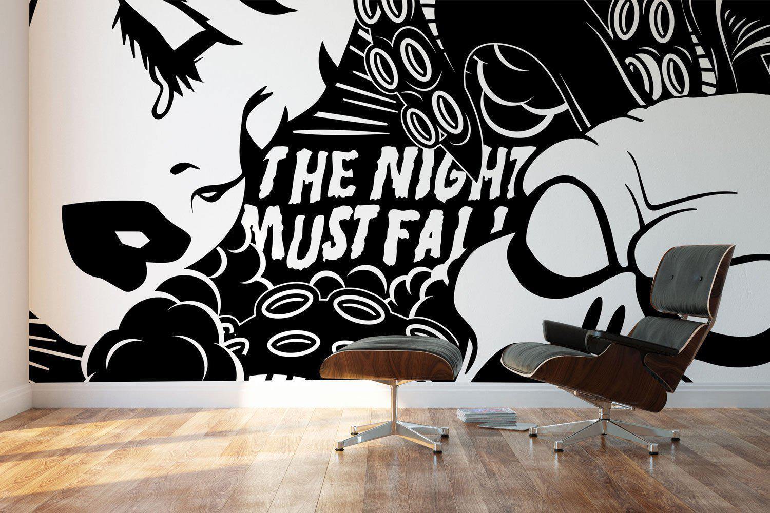 The Night Must Fall Illustration Wallpaper Mural-Wall Mural-Eazywallz