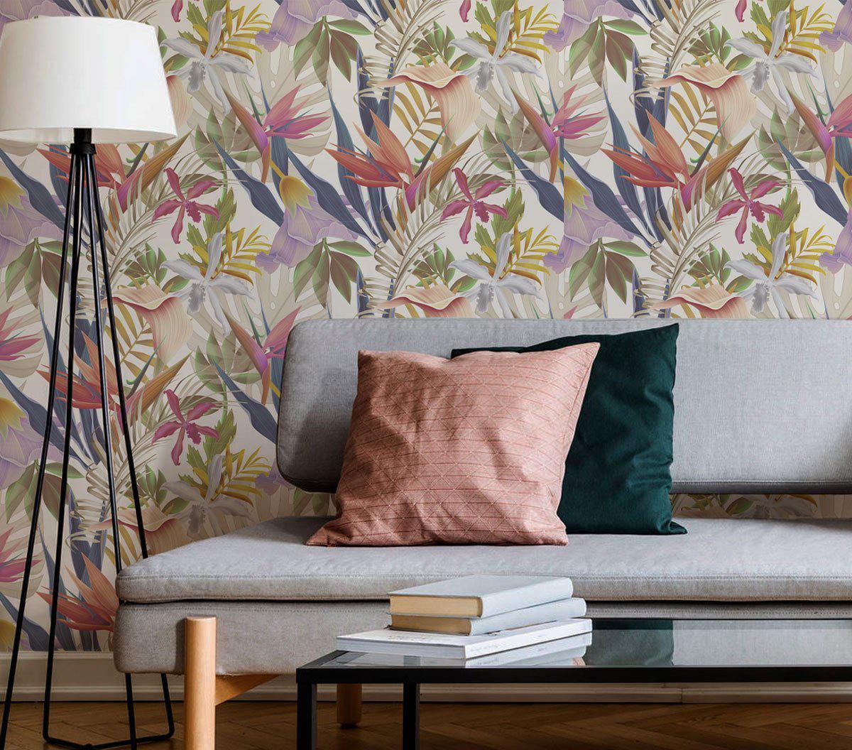 Tropical Flowers 2 Wallpaper #026-Repeat Pattern Wallpaper-Eazywallz
