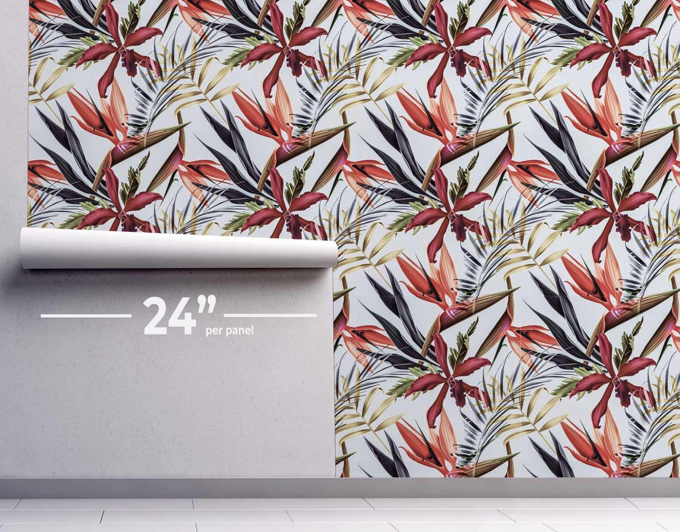 Tropical Flowers Wallpaper #020-Repeat Pattern Wallpaper-Eazywallz