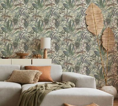 Tropical Jaguar Wallpaper #040-Repeat Pattern Wallpaper-Eazywallz