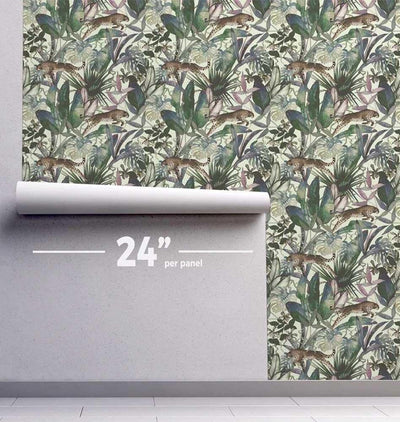 Tropical Jaguar Wallpaper #040-Repeat Pattern Wallpaper-Eazywallz