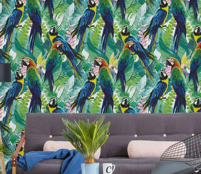 Tropical Parrots 2 Wallpaper #196-Repeat Pattern Wallpaper-Eazywallz