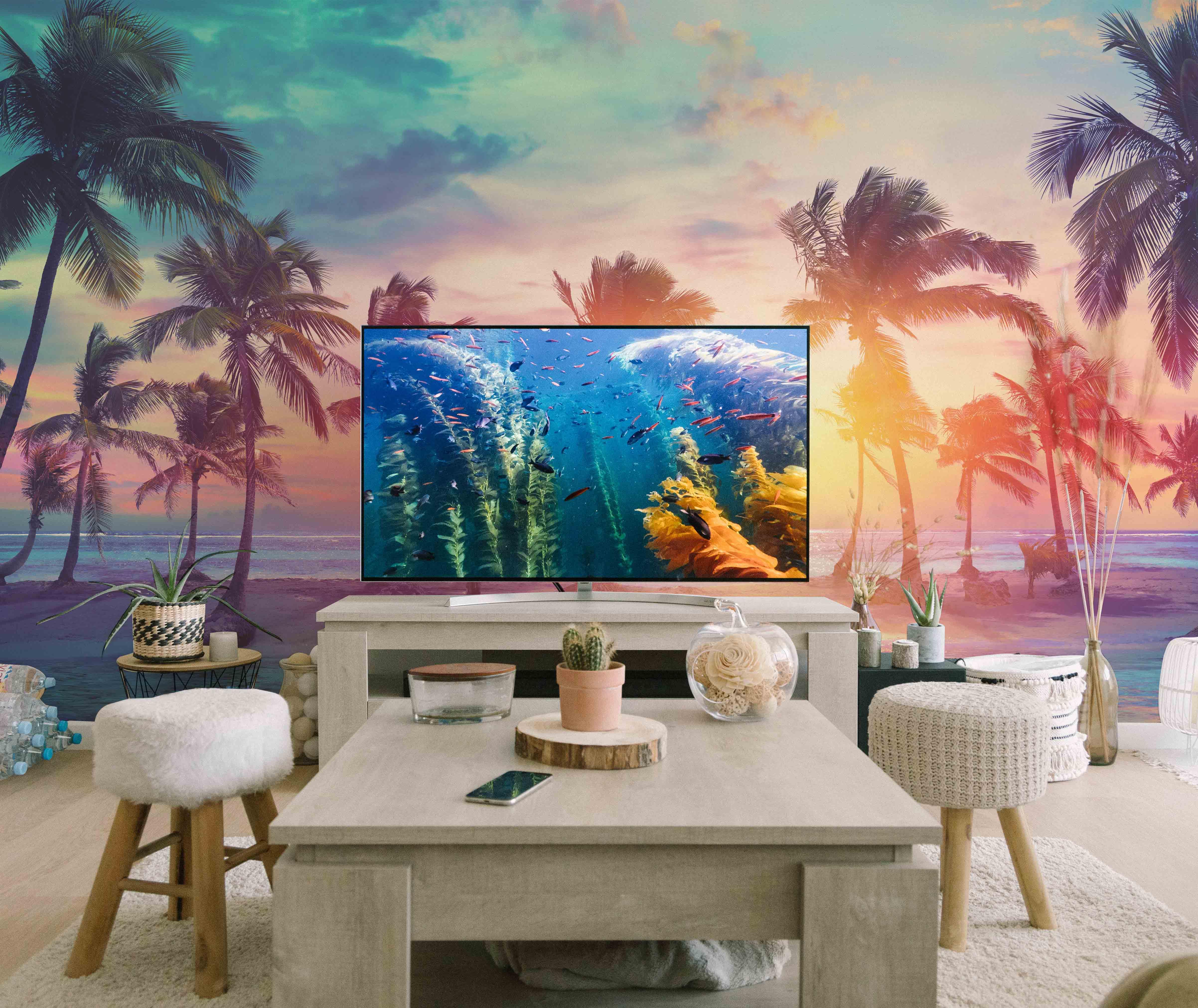 Tropical Sunset Paradise Wall Mural-Wall Mural-Eazywallz