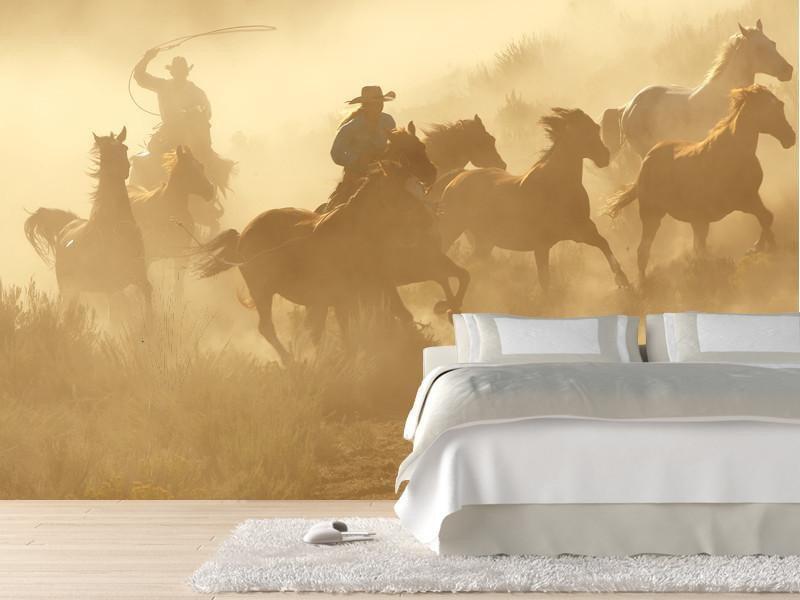 Two cowboys galloping Wall Mural-Wall Mural-Eazywallz