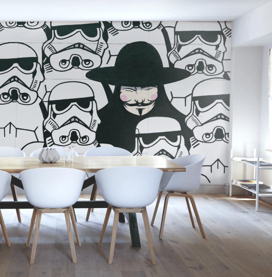 Vendetta Mask Graffiti Wall Mural-Wall Mural-Eazywallz