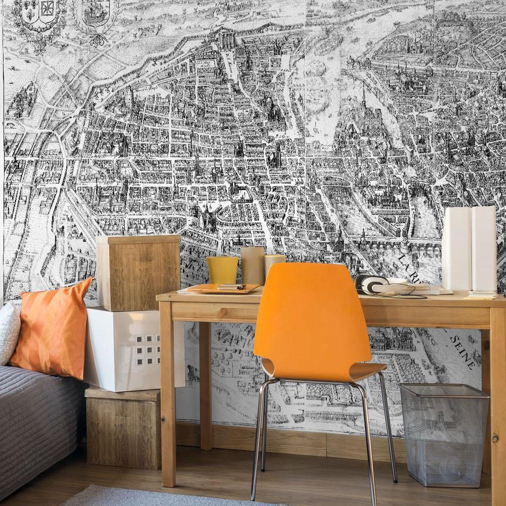 Vintage 1615 Map of Paris Wall Mural-Wall Mural-Eazywallz