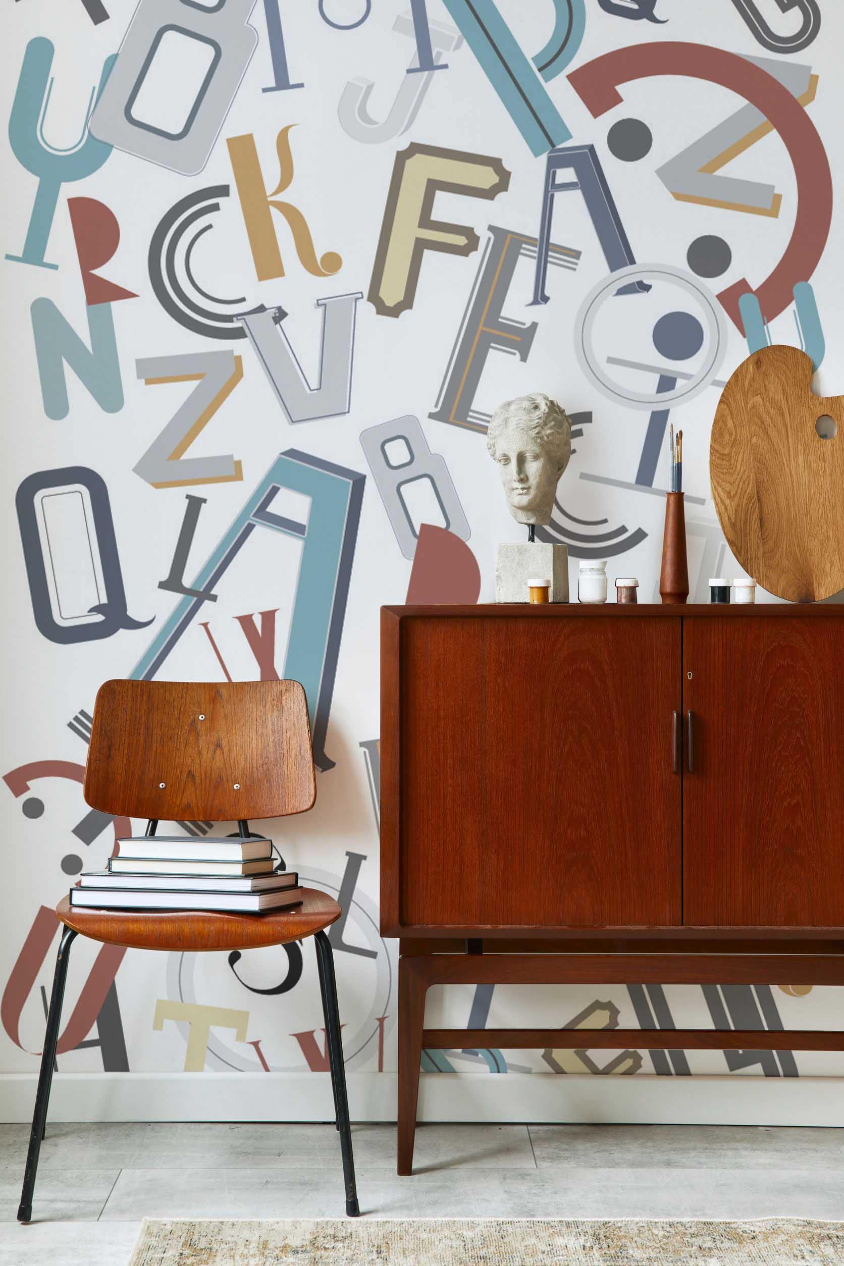 Vintage Alphabet Wallpaper Mural-Wall Mural-Eazywallz