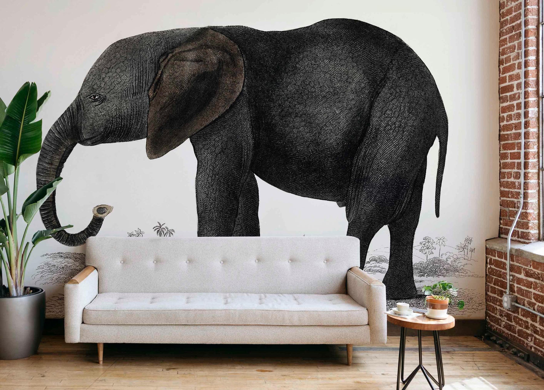 Vintage Animated Elephant Wall Mural | Eazywallz