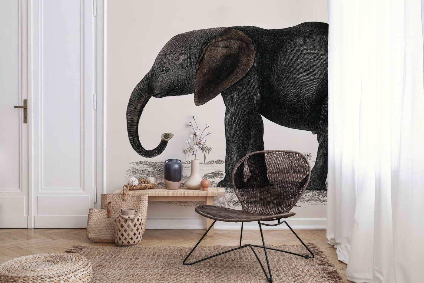 Vintage Animated Elephant Wall Mural-Wall Mural-Eazywallz