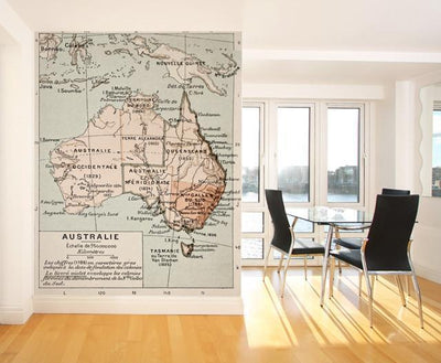 Vintage Australian Map Wall Mural-Wall Mural-Eazywallz