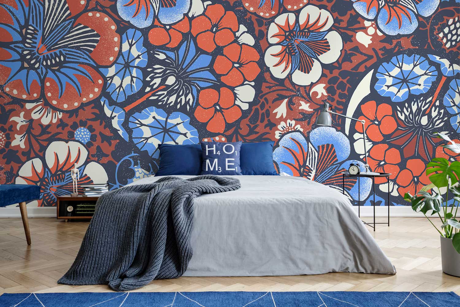 Vintage Batik Floral Wall Mural-Wall Mural-Eazywallz