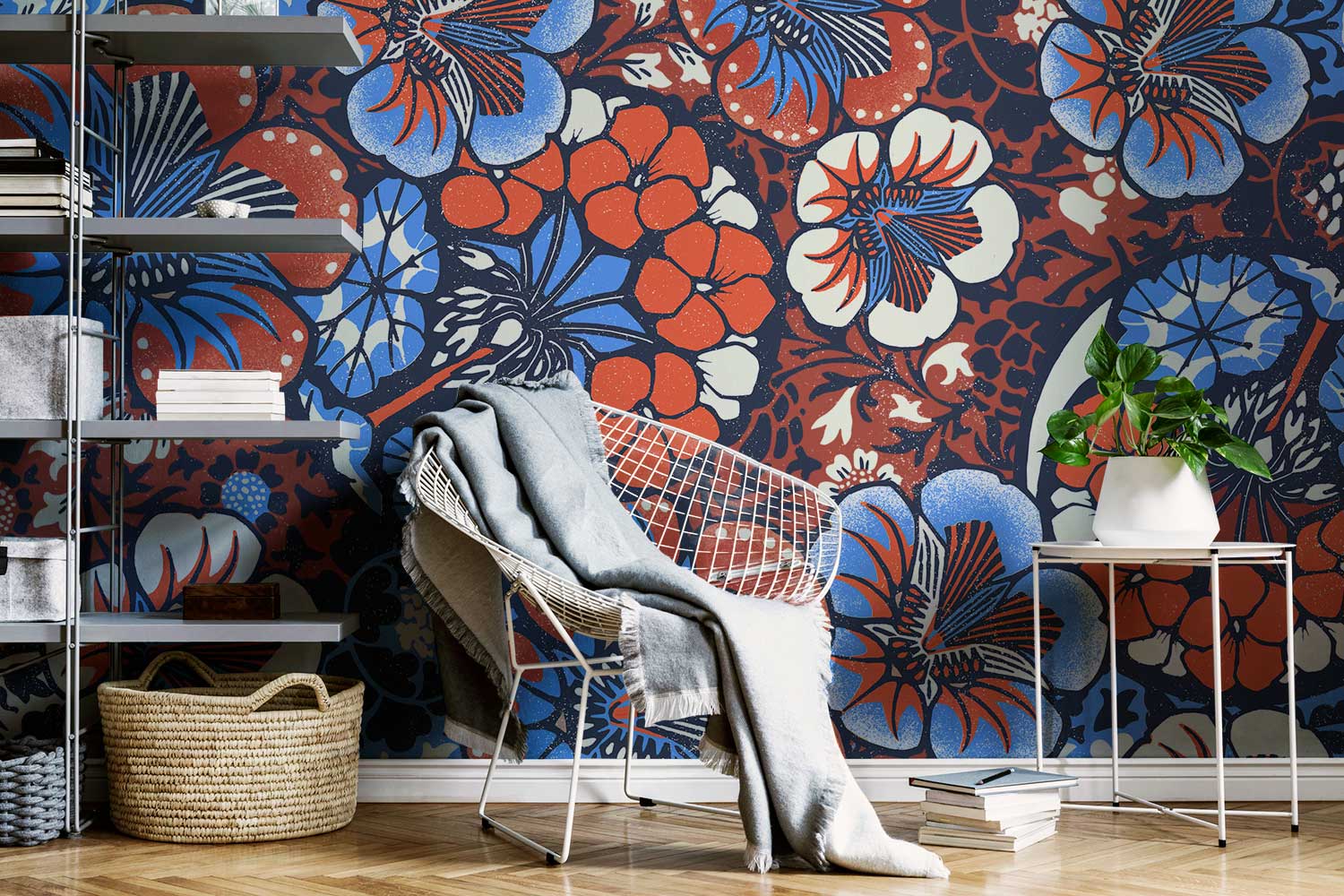 Vintage Batik Floral Wall Mural-Wall Mural-Eazywallz