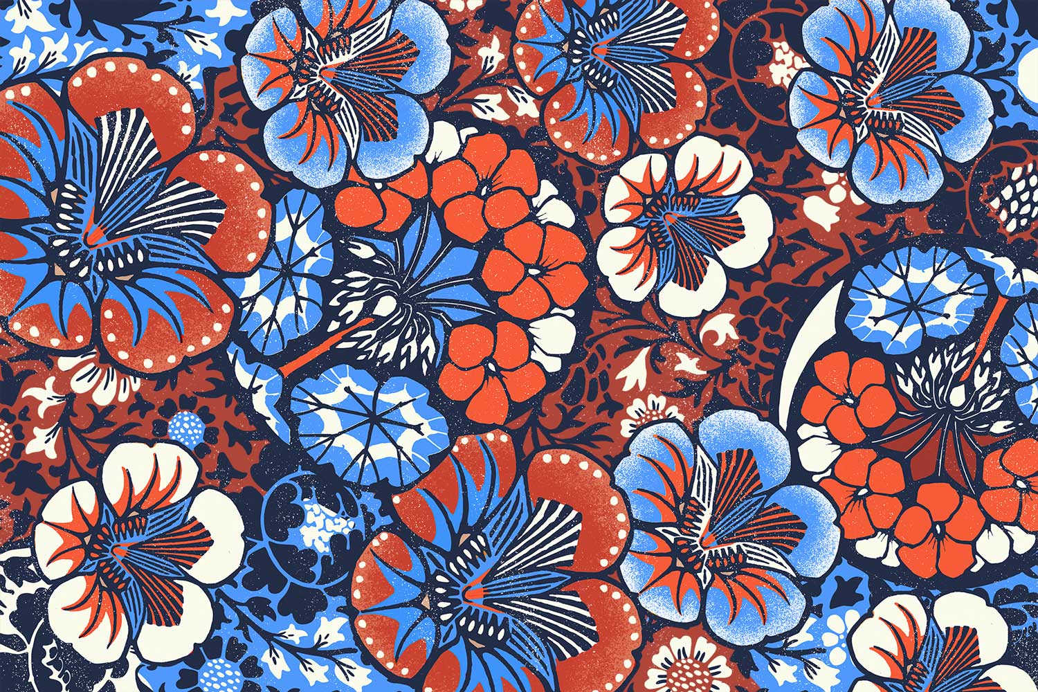 Vintage Batik Floral Wall Mural-Wall Mural-Eazywallz