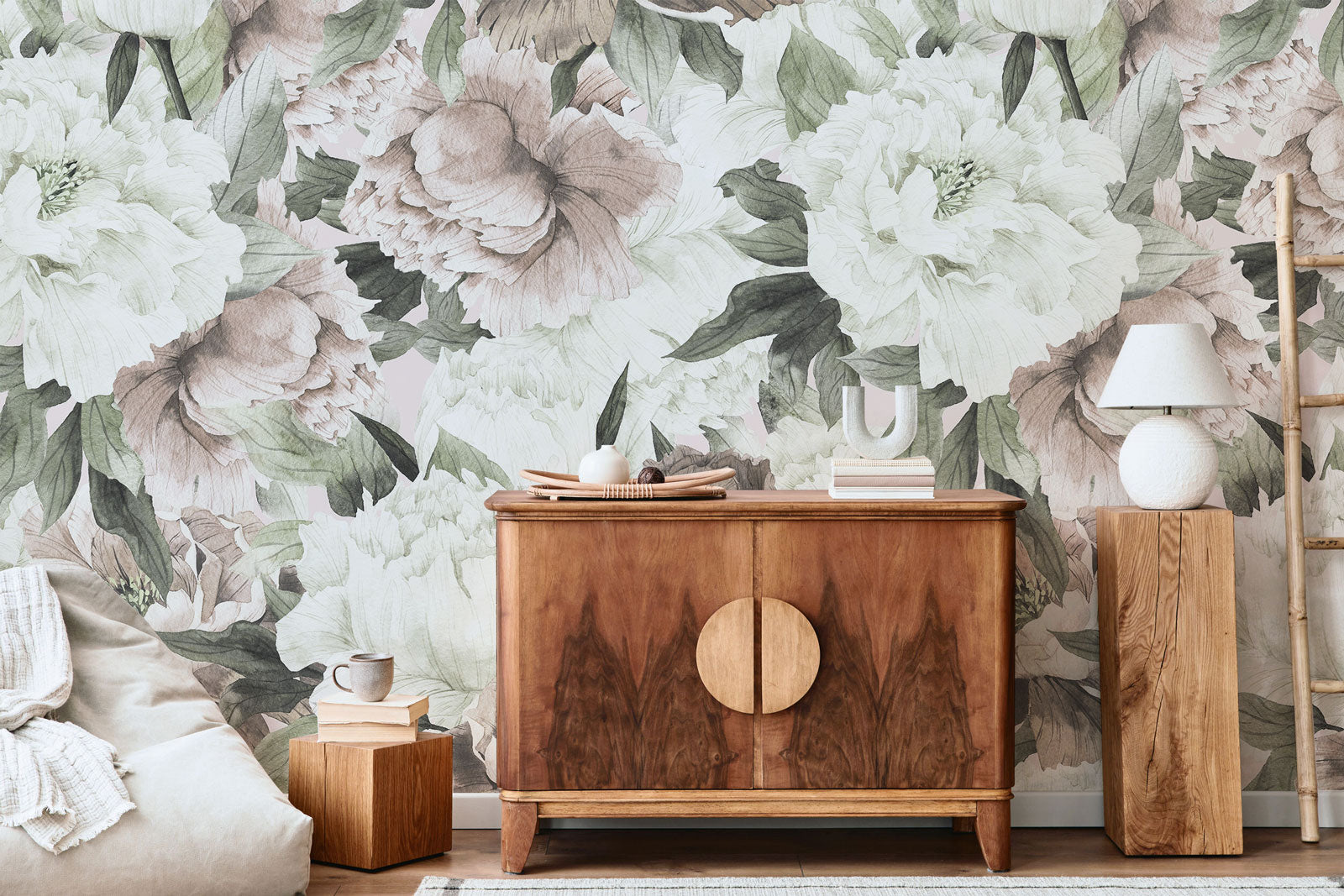 Vintage Bouquet of Peonies Wall Mural