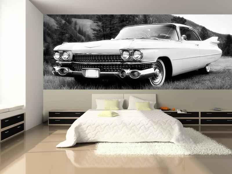 Vintage Car in Black and White Wall Mural-Wall Mural-Eazywallz