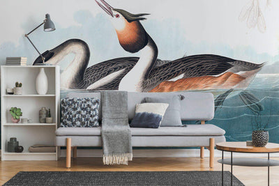 Vintage Crested Ducks Wallpaper Mural-Wall Mural-Eazywallz