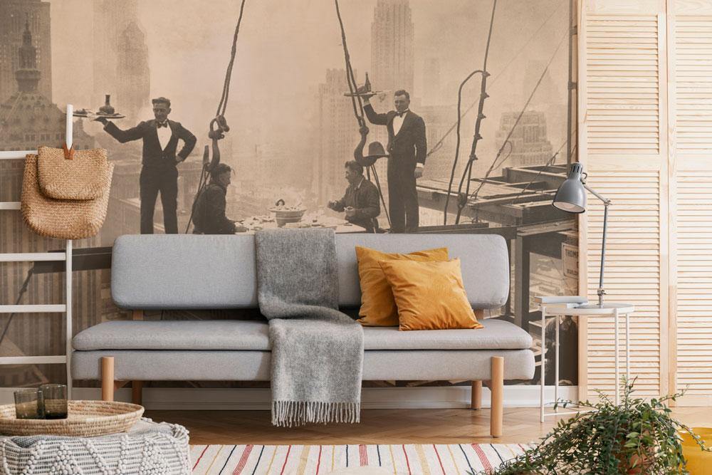 Vintage Diner on Skyscraper Wallpaper Mural-Wall Mural-Eazywallz