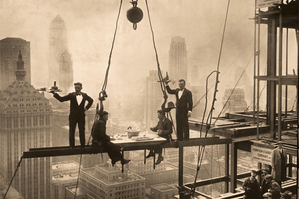 Vintage Diner on Skyscraper Wallpaper Mural-Wall Mural-Eazywallz