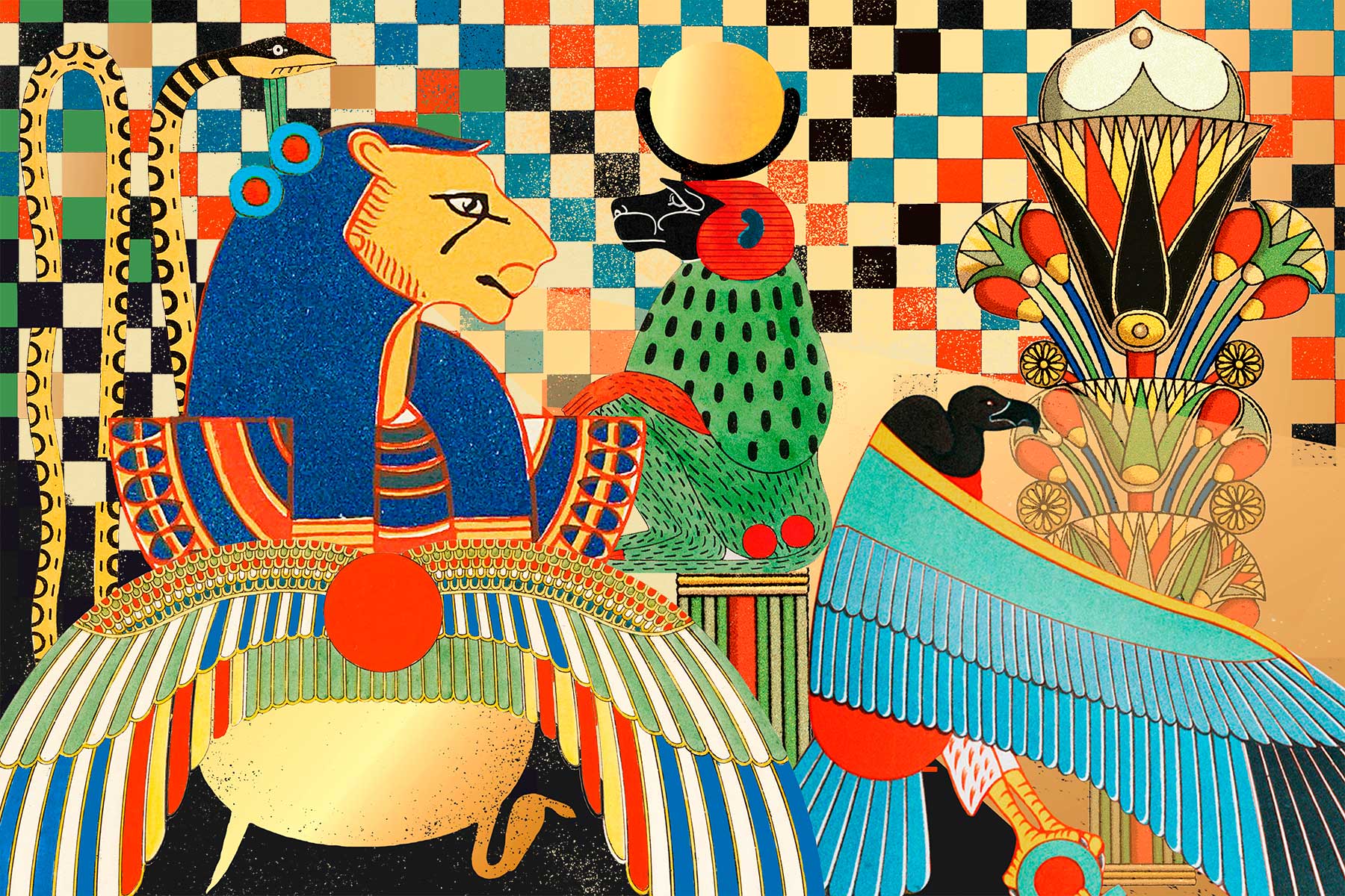 Vintage Egyptian Mural Wallpaper-Wall Mural-Eazywallz