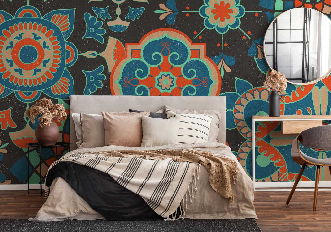 Vintage Ethnic Floral Wall Mural-Wall Mural-Eazywallz