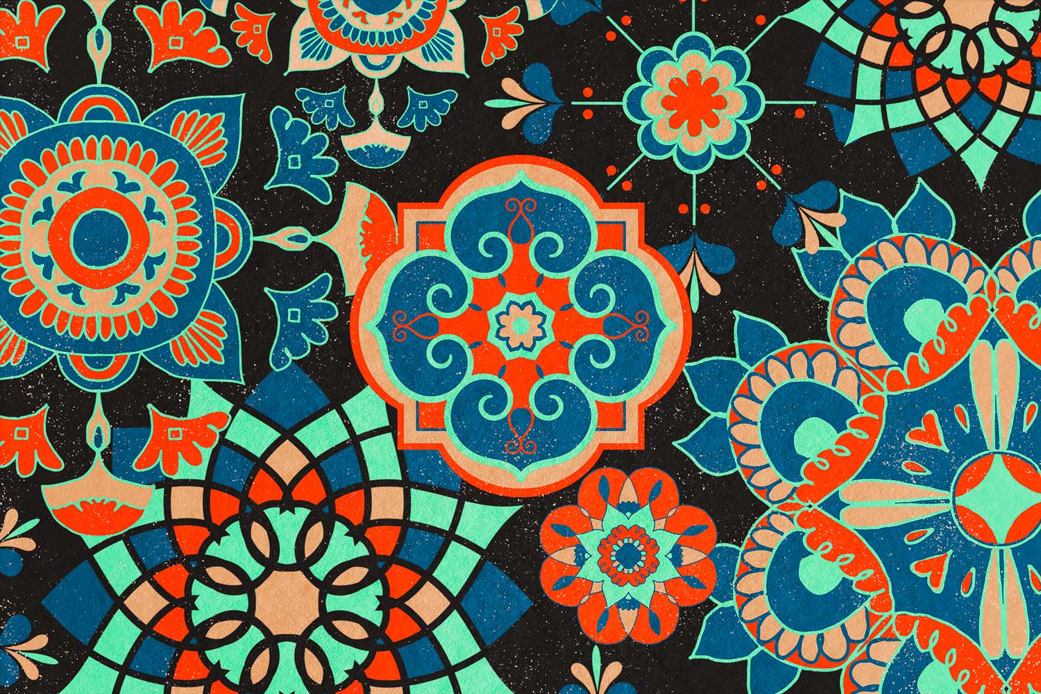 Vintage Ethnic Floral Wall Mural-Wall Mural-Eazywallz