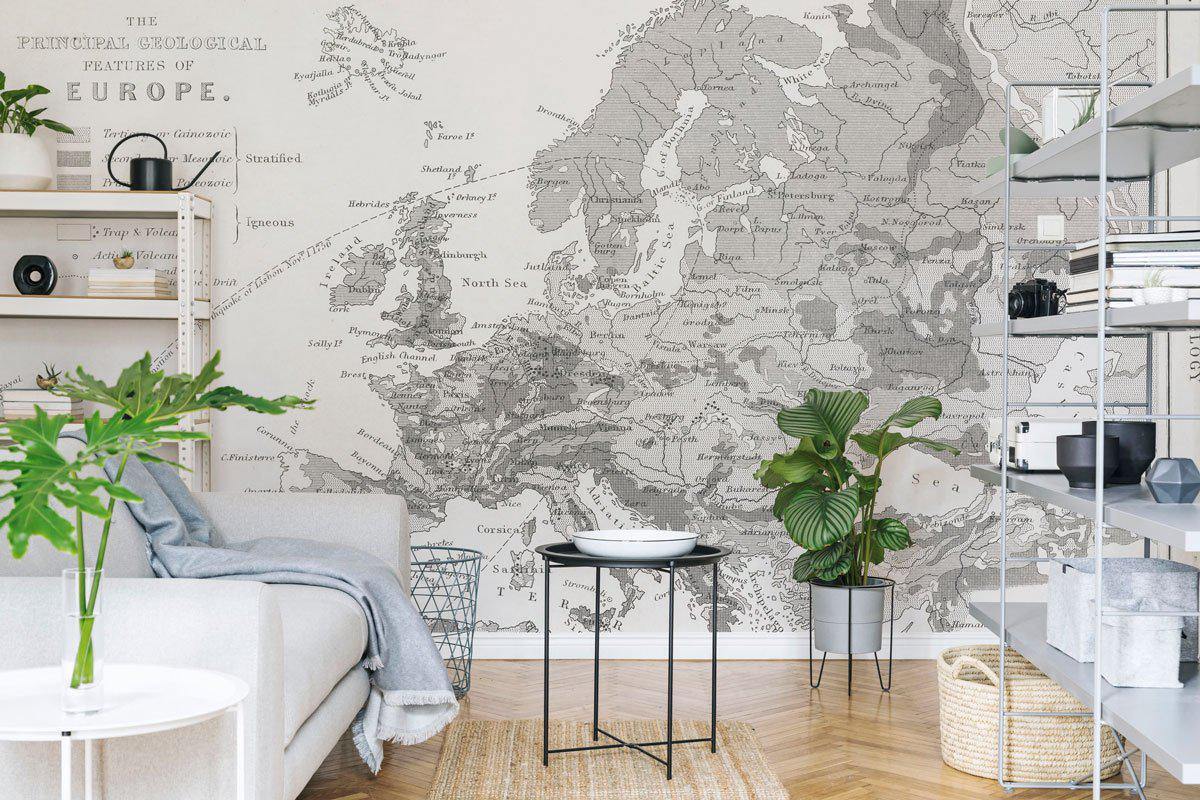 Vintage European Map Wallpaper Mural-Wall Mural-Eazywallz