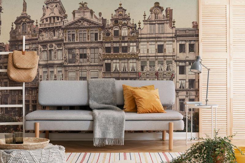 Vintage Grand Place, Belgium Wall Mural-Wall Mural-Eazywallz