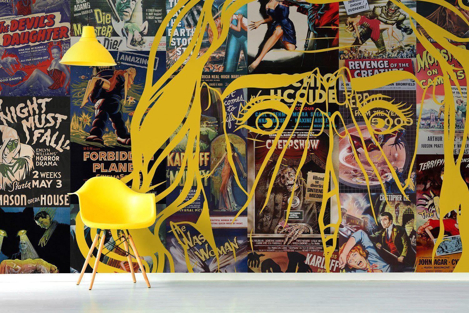 Vintage Horror Show Art Wall Mural-Wall Mural-Eazywallz