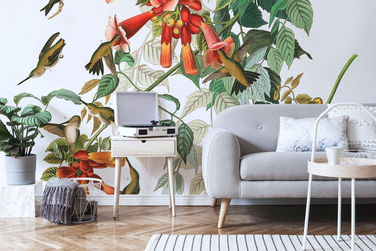 Vintage Hummingbird Wallpaper Mural-Wall Mural-Eazywallz