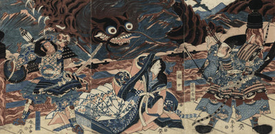 Vintage Japanese Samurai Battle Wall Mural-Wall Mural-Eazywallz
