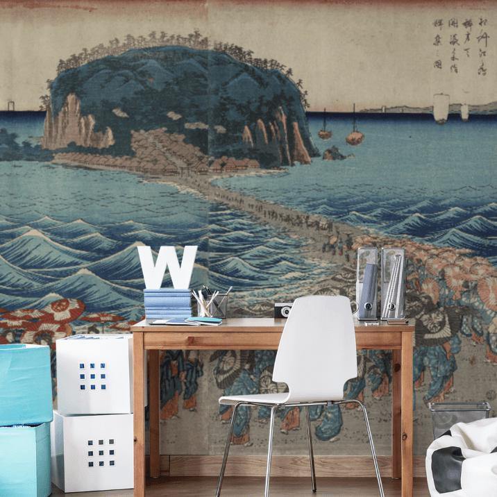 Vintage Japanese Shrine Voyage Wall Mural-Wall Mural-Eazywallz