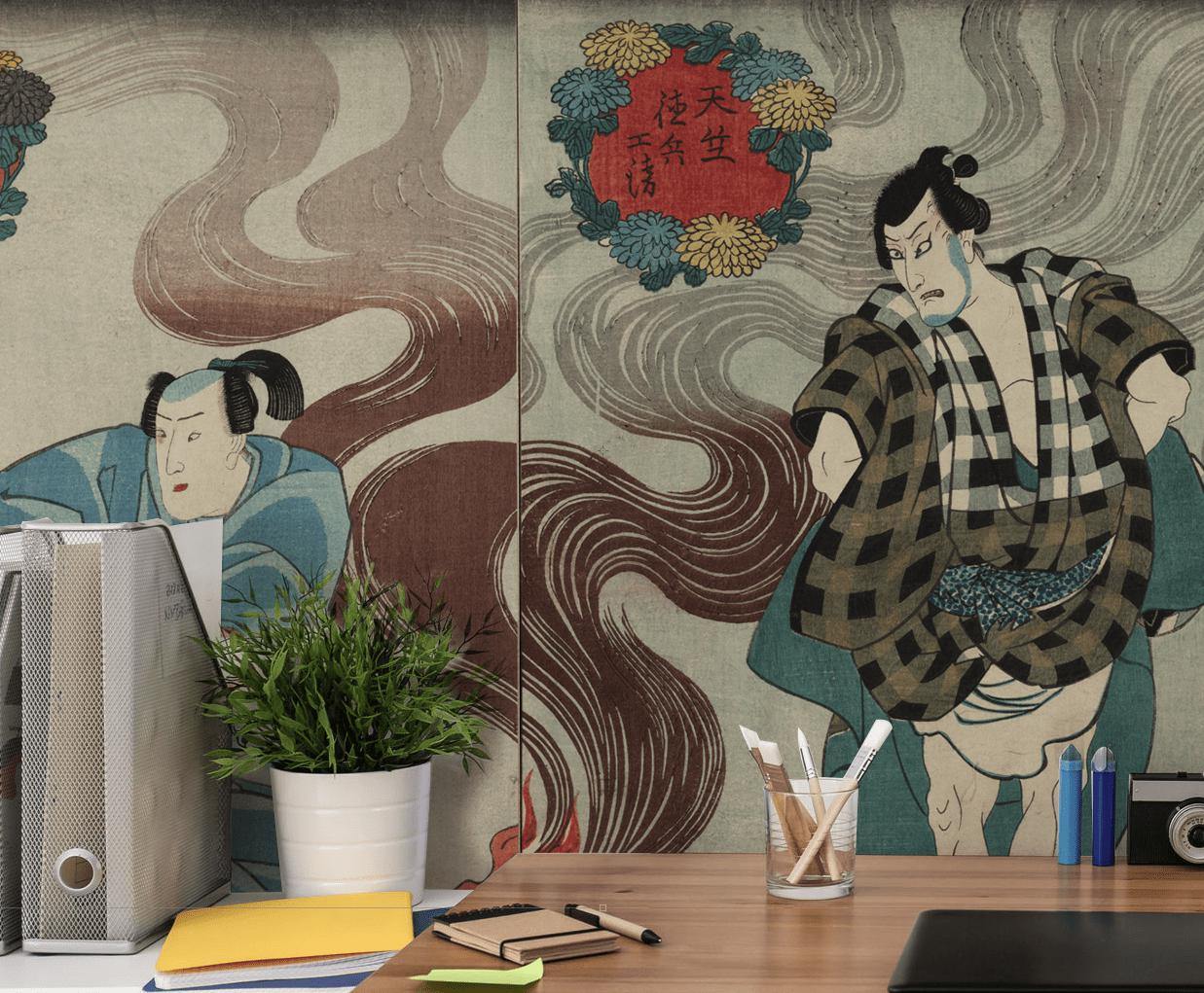 Vintage Japanese Theatre Play Wall Mural-Wall Mural-Eazywallz