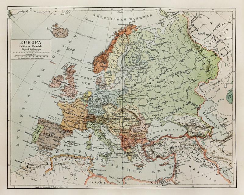 Vintage Map of Europe Wall Mural-Wall Mural-Eazywallz