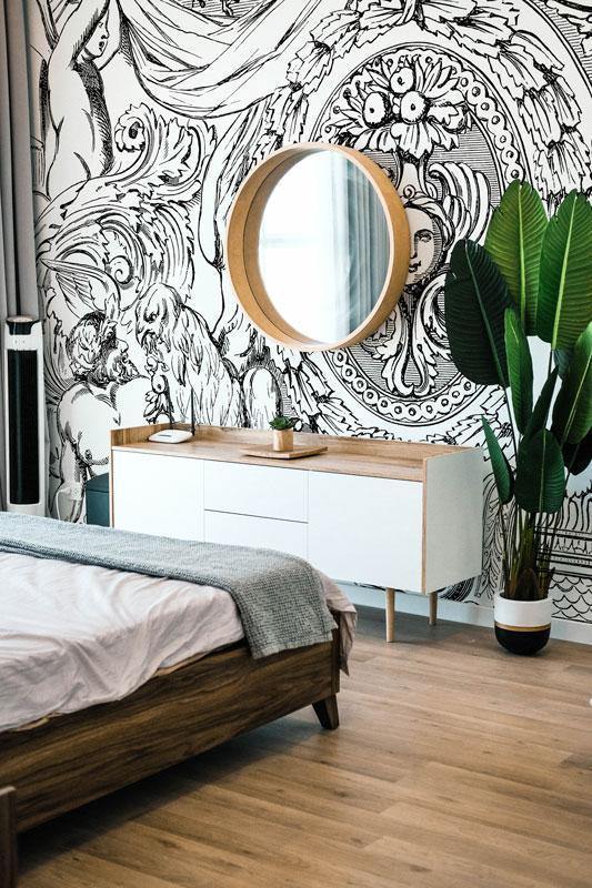 Vintage Motif Illustration Wallpaper Mural-Wall Mural-Eazywallz