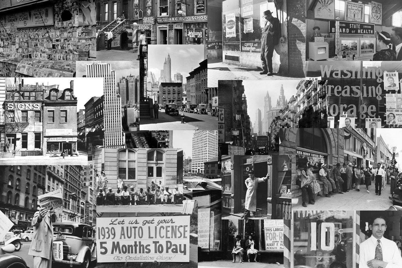 Vintage New York Collage Wallpaper Mural-Wall Mural-Eazywallz
