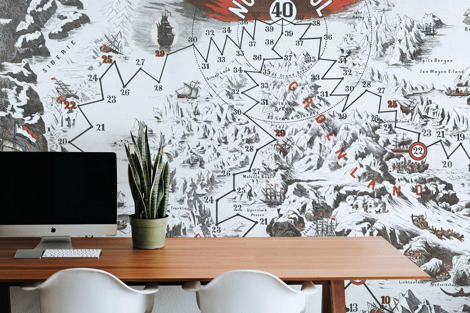 Vintage Noordpool Map Wall Mural-Wall Mural-Eazywallz