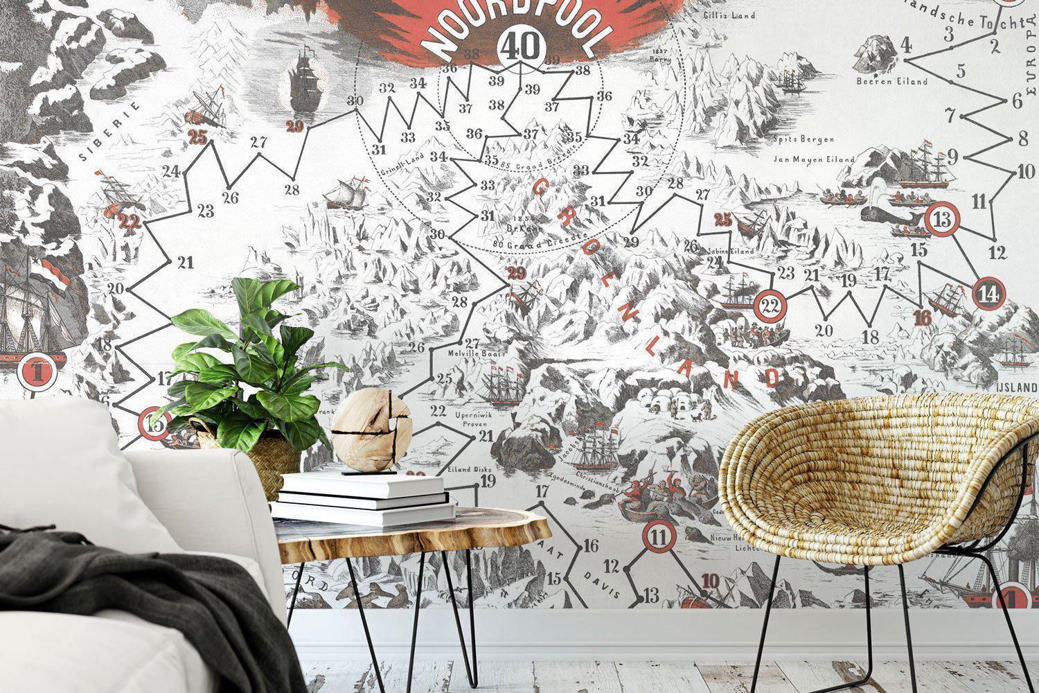 Vintage Noordpool Map Wall Mural-Wall Mural-Eazywallz