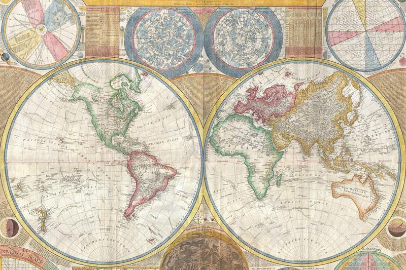 Vintage World Map Mural Wallpaper-Wall Mural-Eazywallz