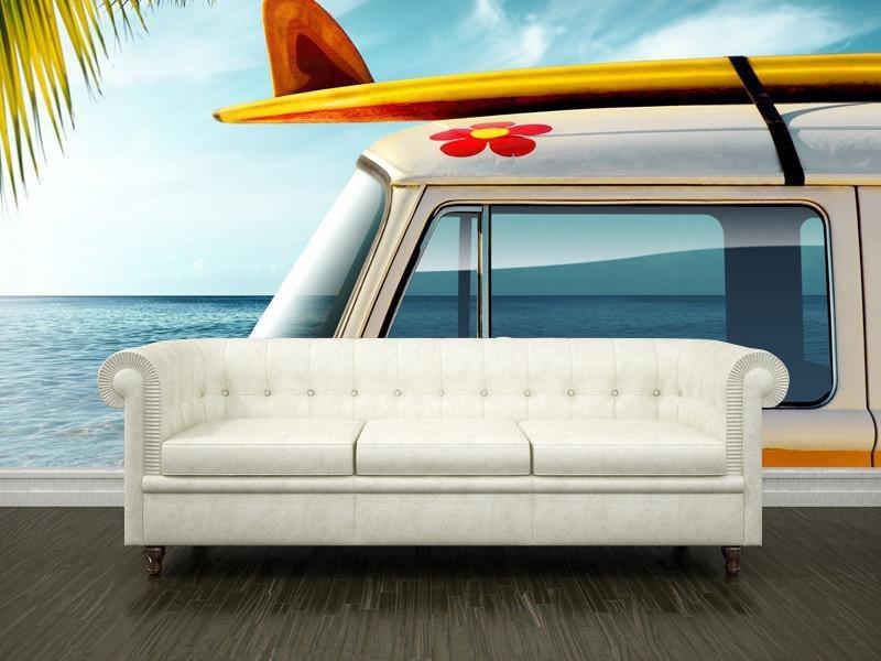 Vintage van at the beach Wall Mural-Wall Mural-Eazywallz